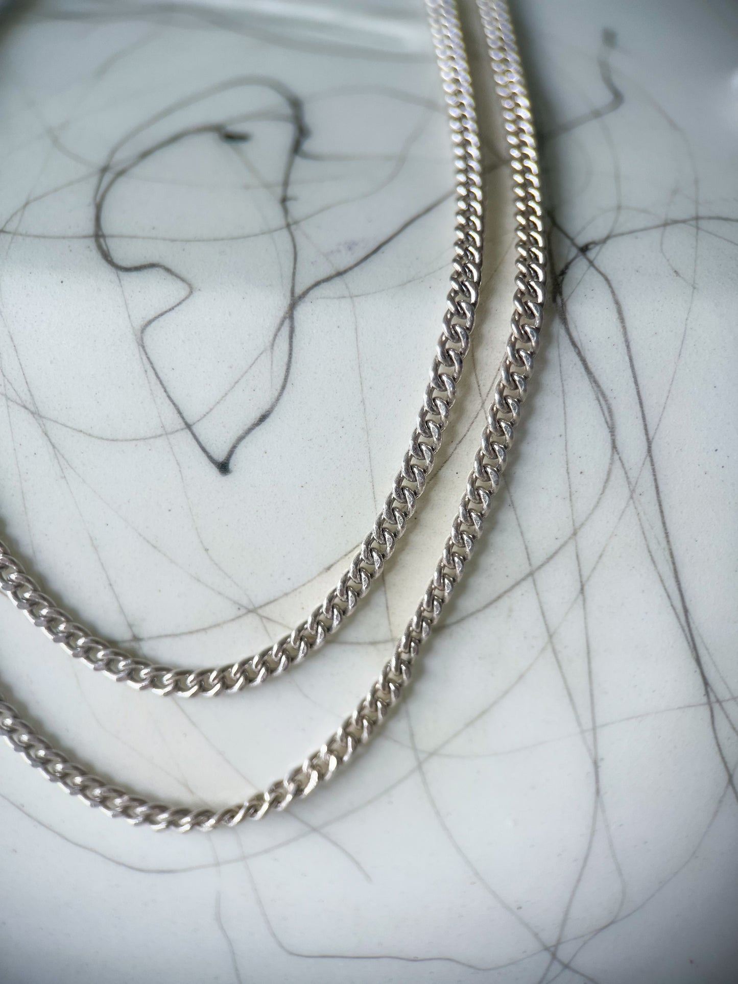 Vintage Curb Chain Sterling Silver 24 Inch Chain Necklace