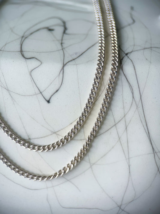 Vintage Curb Chain Sterling Silver 24 Inch Chain Necklace