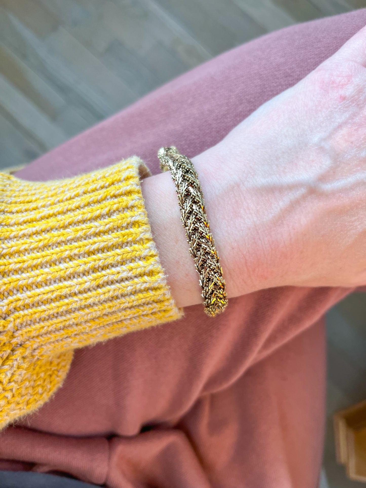 Vintage Weaved 14k Yellow Gold 7 3/4 Inch Bracelet