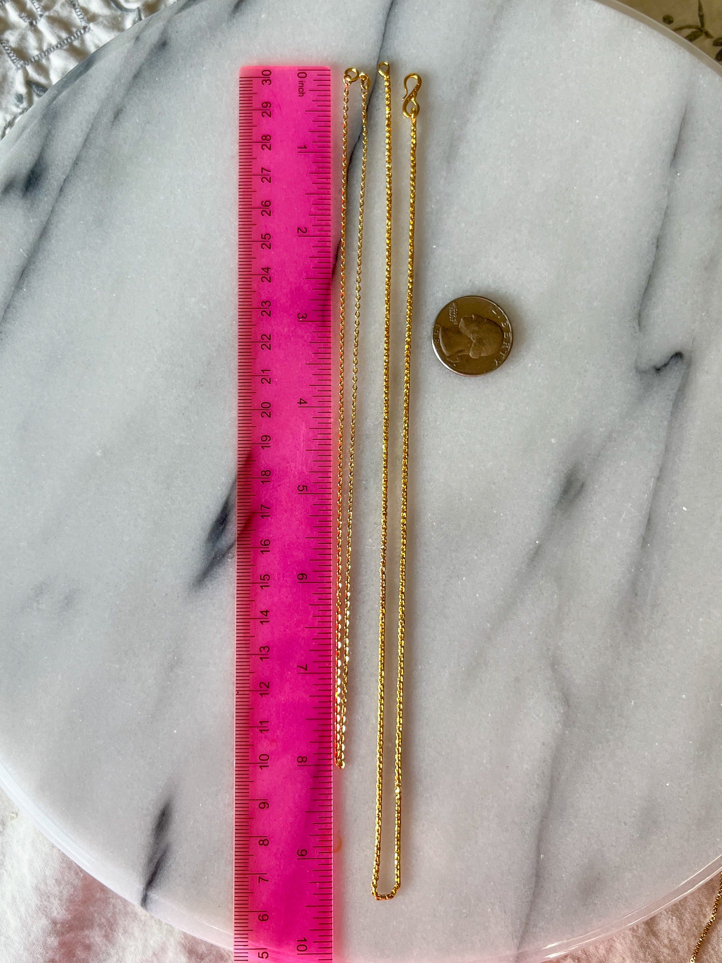 Vintage 18k Yellow Gold Cable (16 Inch) and 22k Yellow Gold Rolo (19 Inch) Chains