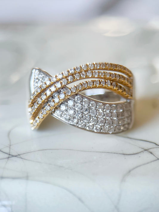 Natural Diamond Two Toned 14k Yellow and White Gold Ring