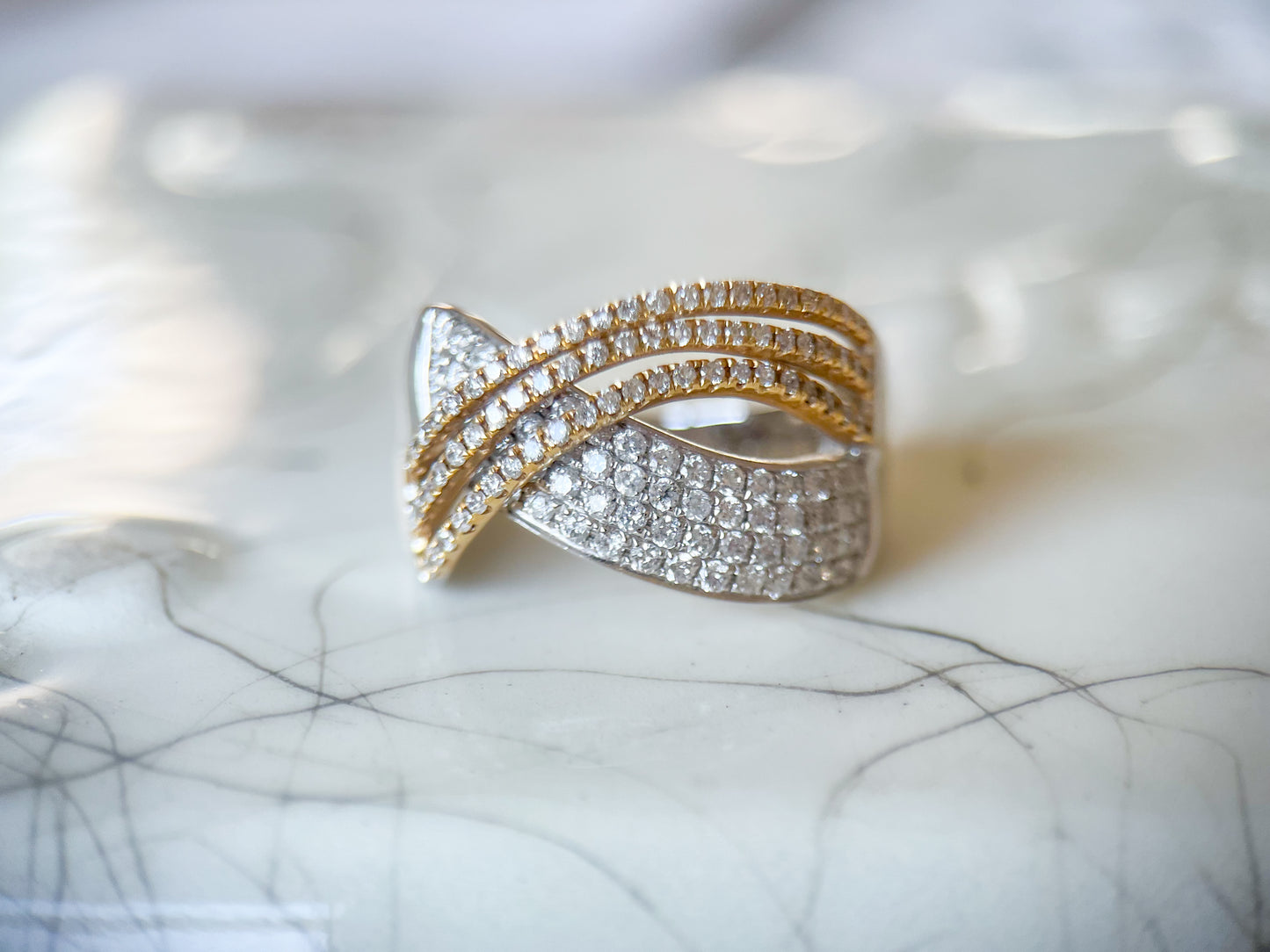 Natural Diamond Two Toned 14k Yellow and White Gold Ring