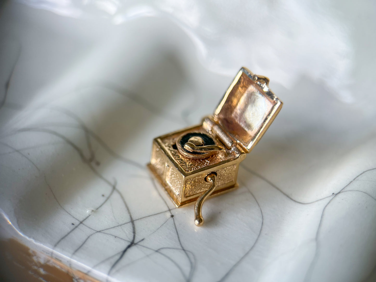 Vintage Music Box 14k Yellow Gold Charm