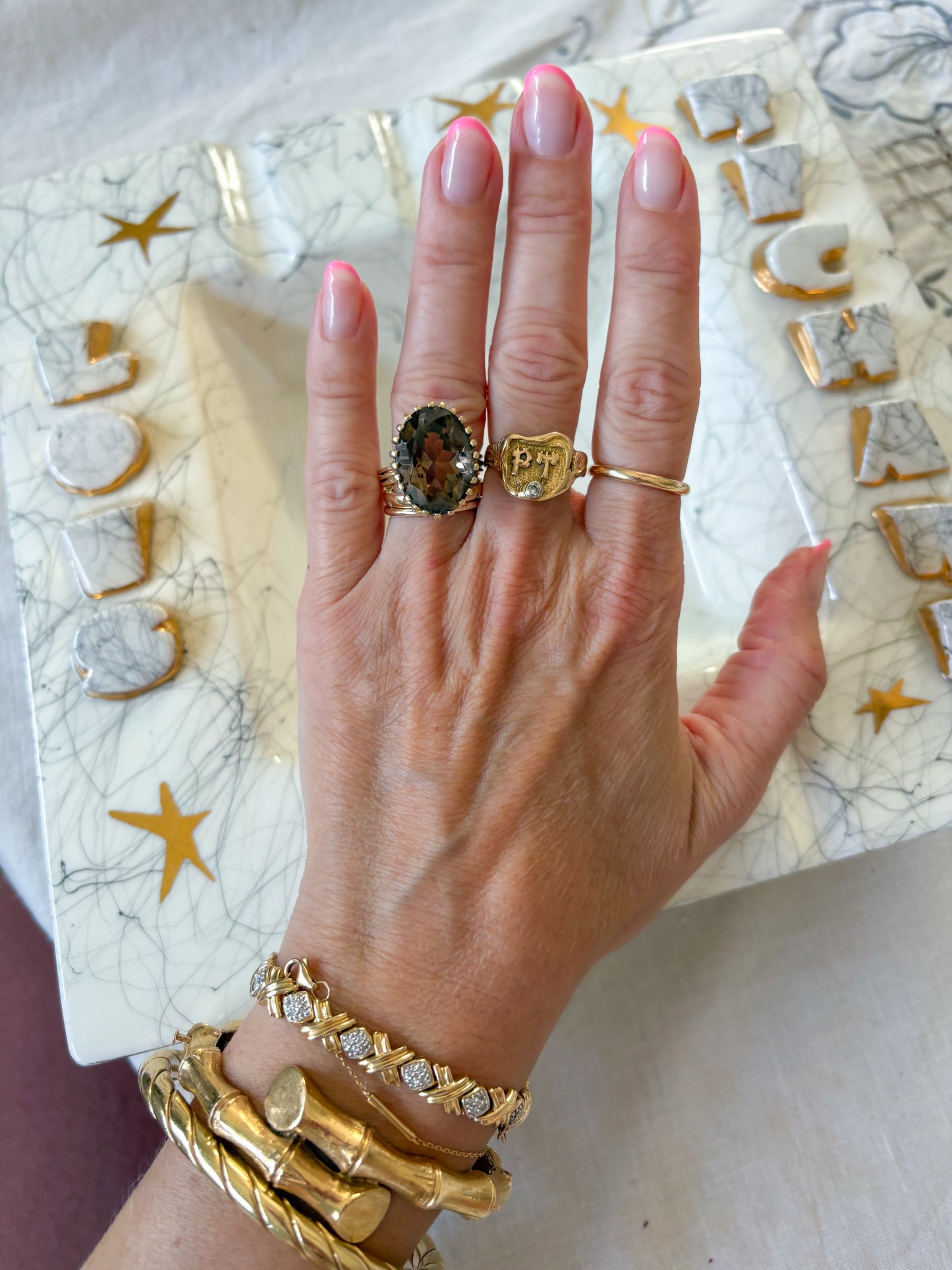 Vintage Smokey Topaz 14k Yellow Gold Ring