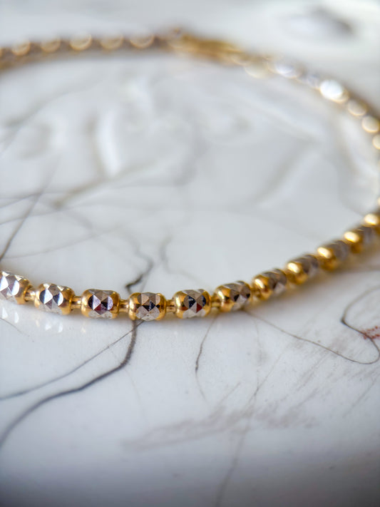 Vintage Two Toned 10k Yellow and White Gold 8 Inch Bracelet
