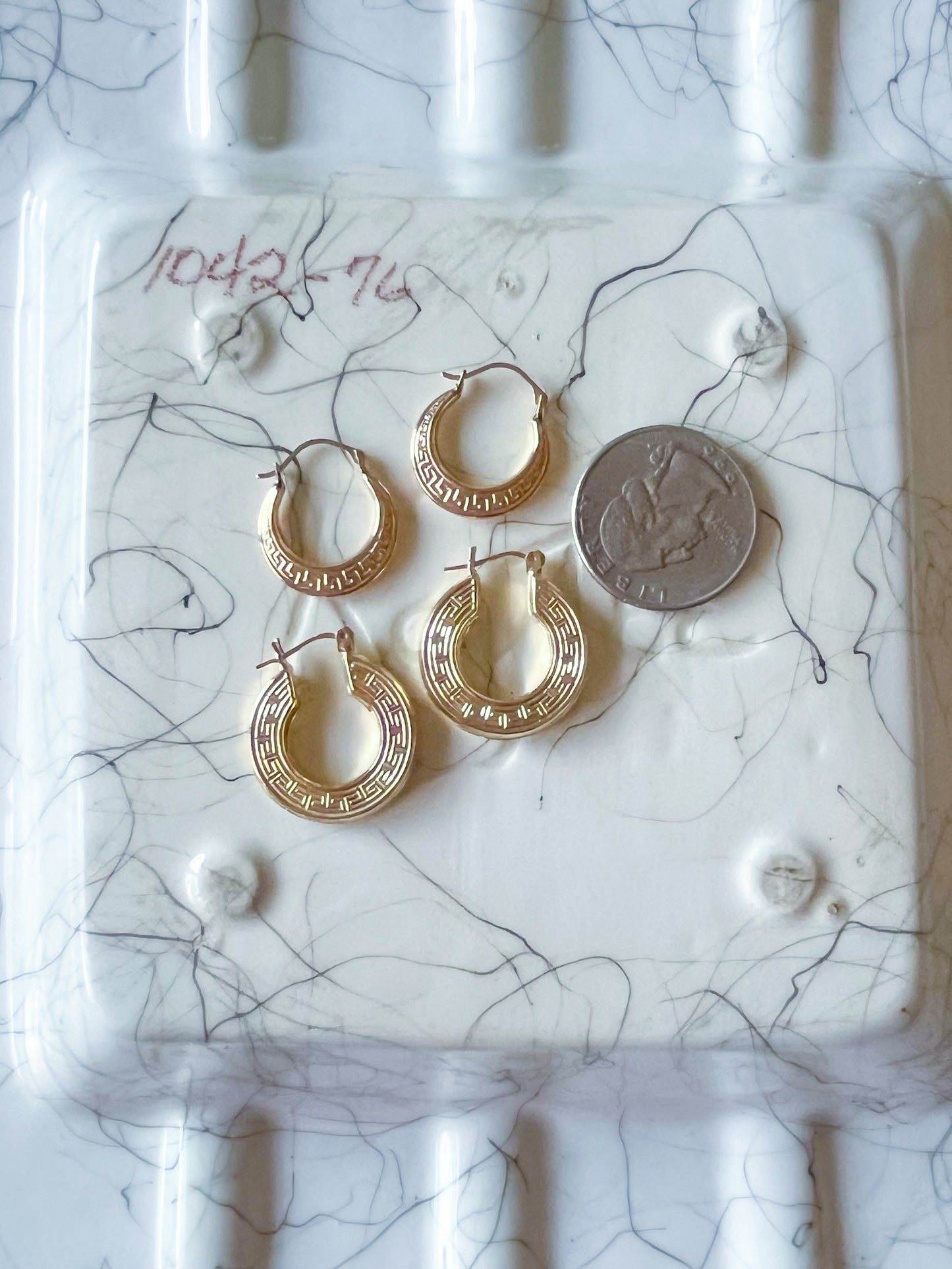 Greek Style 10k Yellow Gold Hoop Earrings