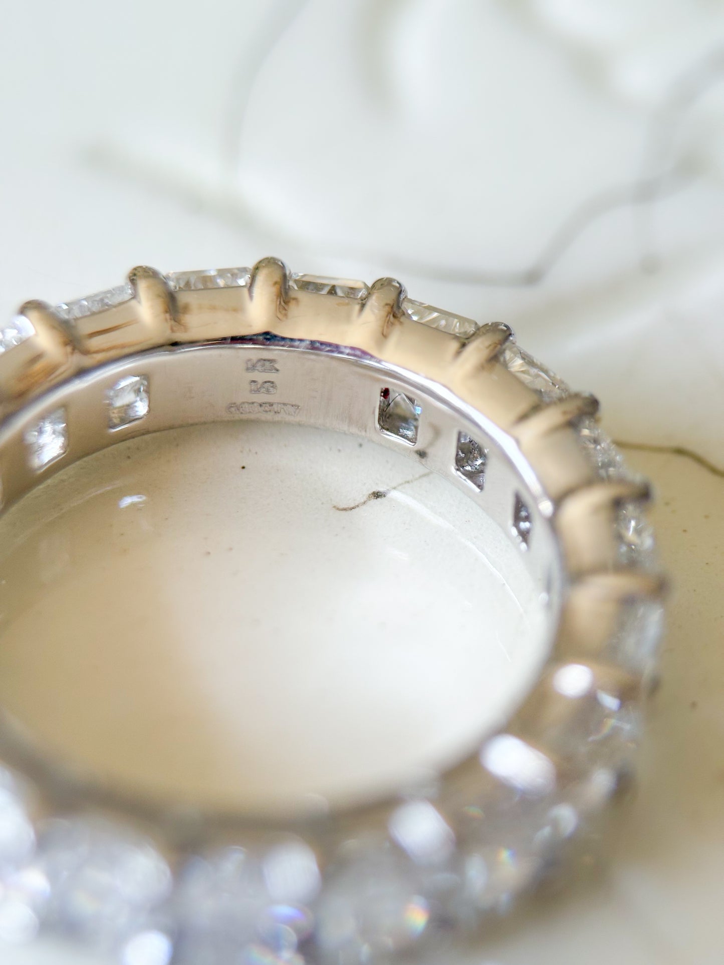 Lab Grown Diamond 14k White Gold Radiant Cut 6 Carat Eternity Band