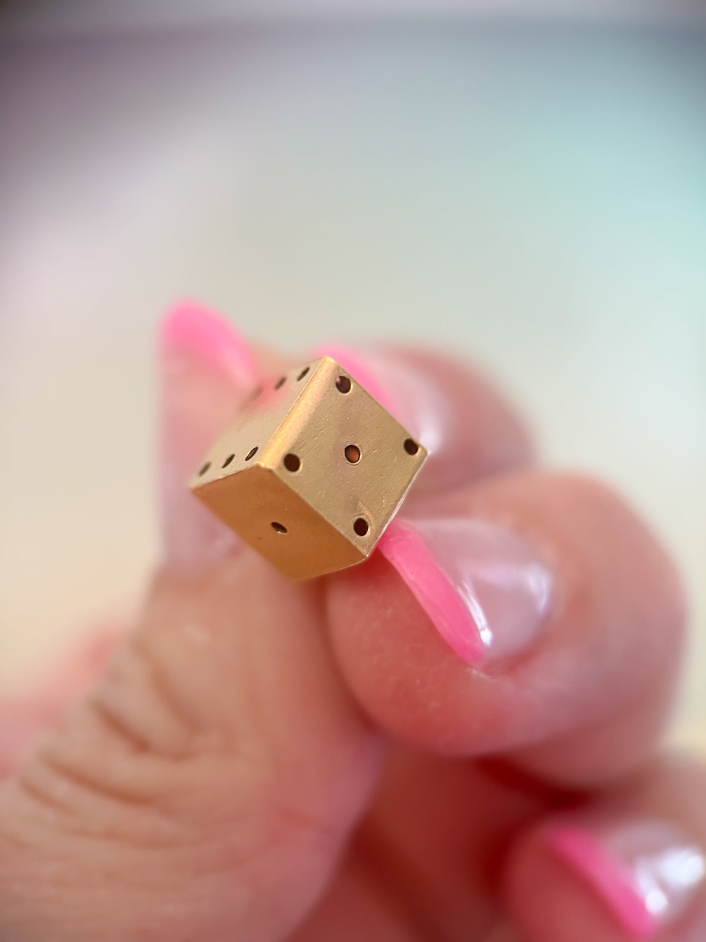 Vintage 3D Dice 14k Yellow Gold Charm