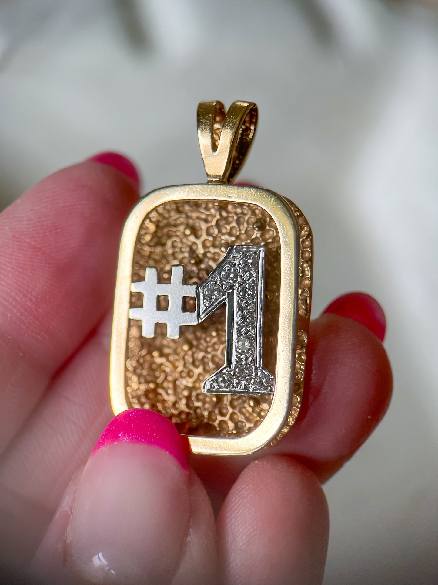 Vintage #1 Natural Diamond 14k Yellow Gold Charm