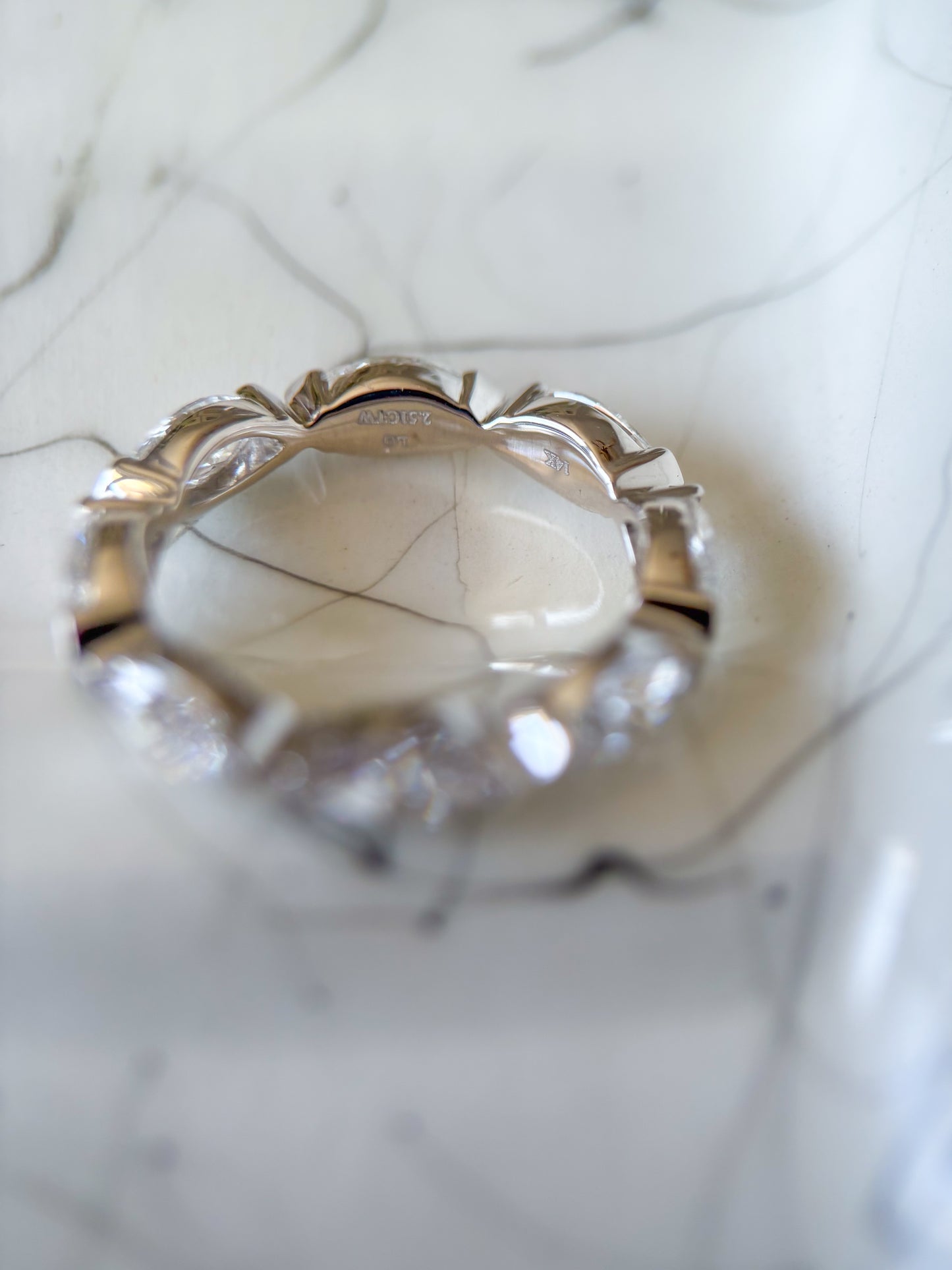 Lab Grown Diamond 14k White Gold Marquise Cut 2 Carat Eternity Band