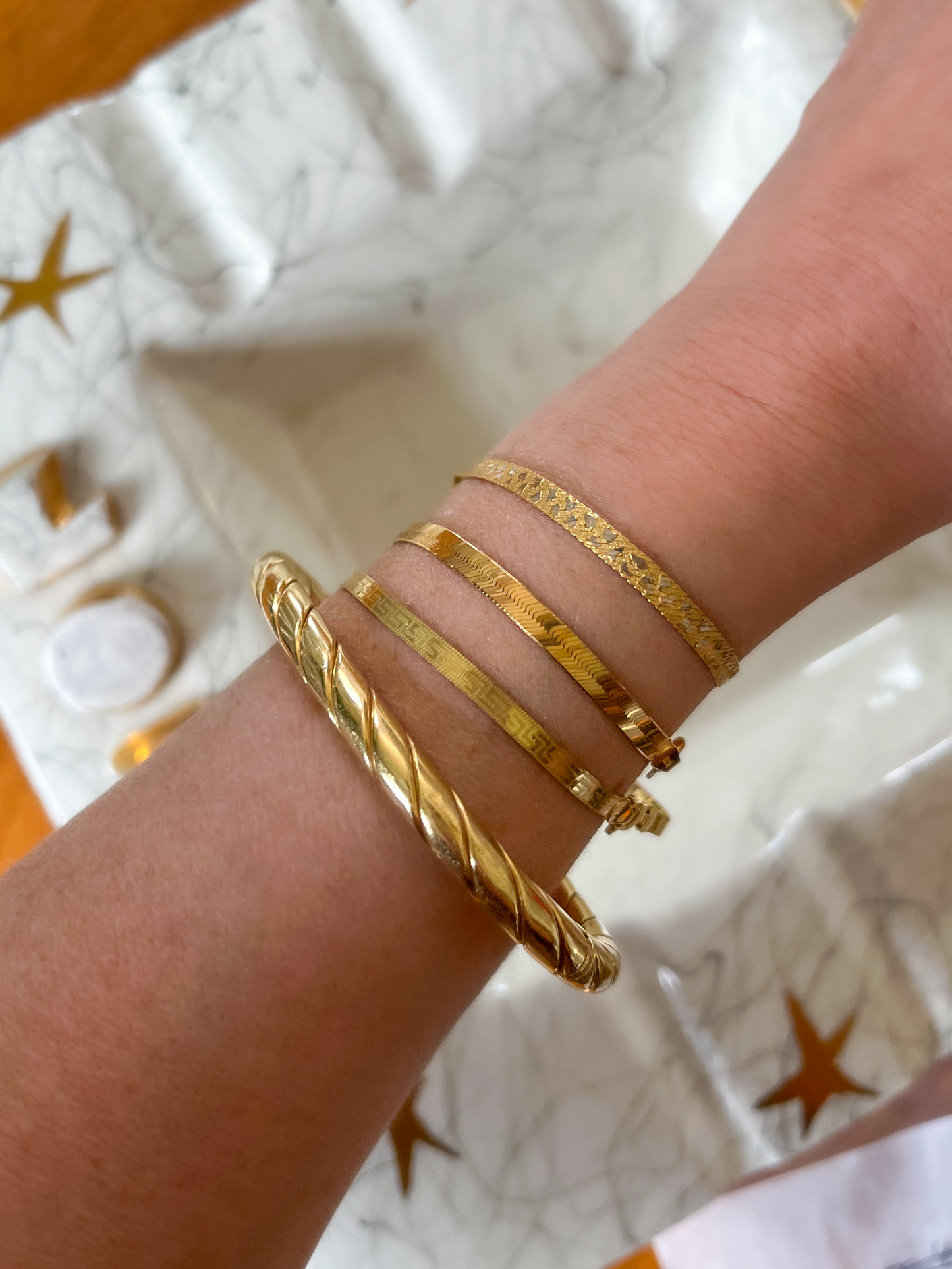 Herringbone Greek Style 10k Yellow Gold 7 Inch Bracelet