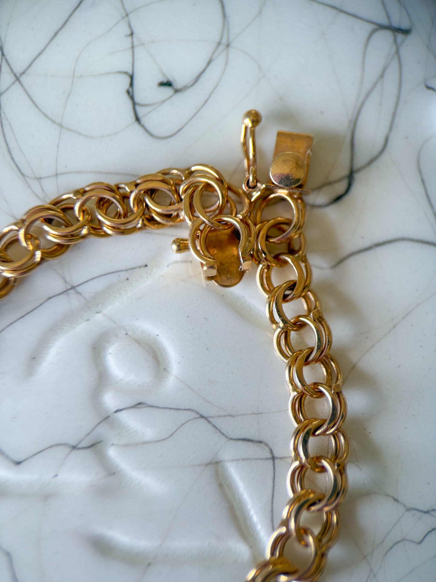 Vintage Round Multi Link 14k Yellow Gold 7.5 Inch Bracelet