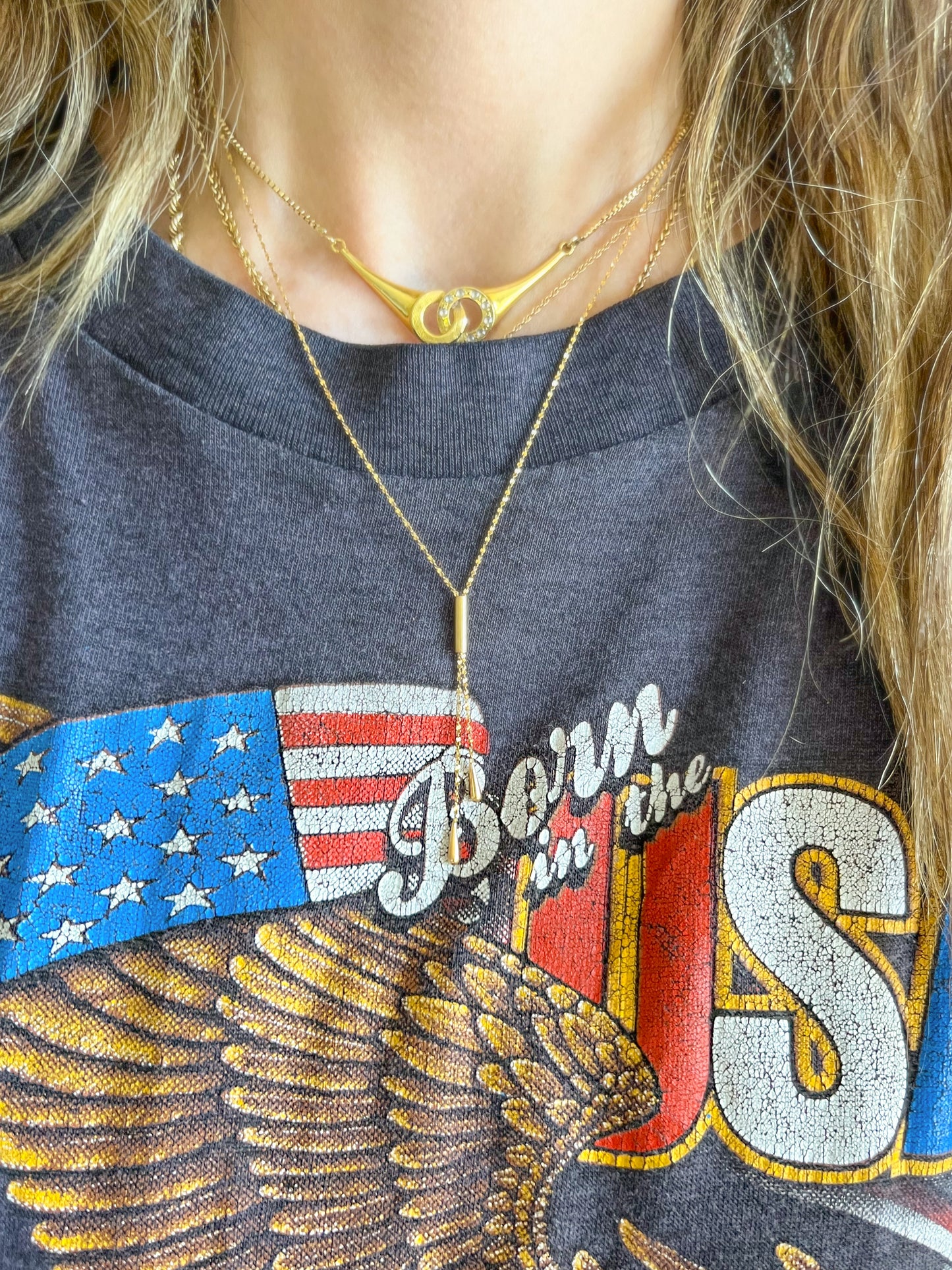 Vintage 14k Yellow Gold Tear Drop Chain Necklace