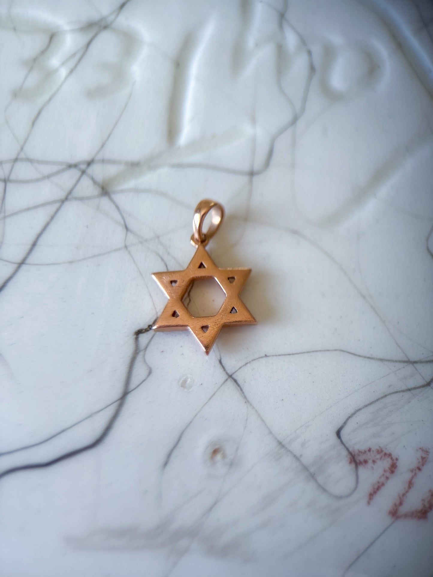 Pink Sapphire Star of David 14k Rose Gold Charm