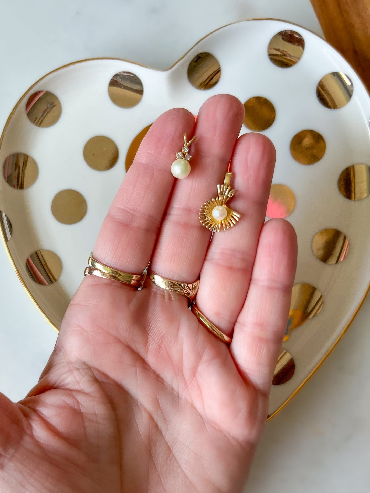 Vintage Pearl 14k Yellow Gold Charm