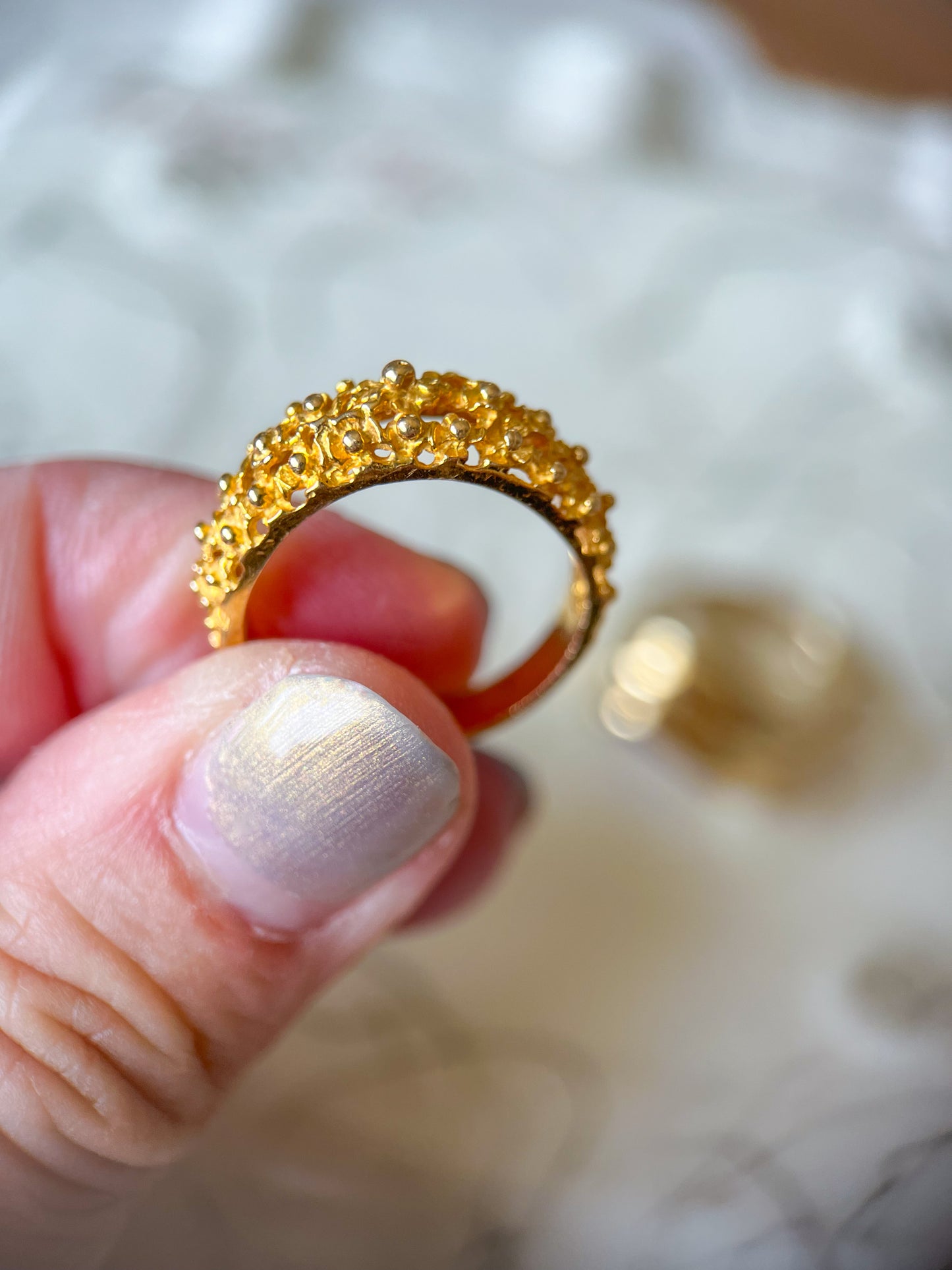 Vintage 14k Yellow Gold Nugget Ring