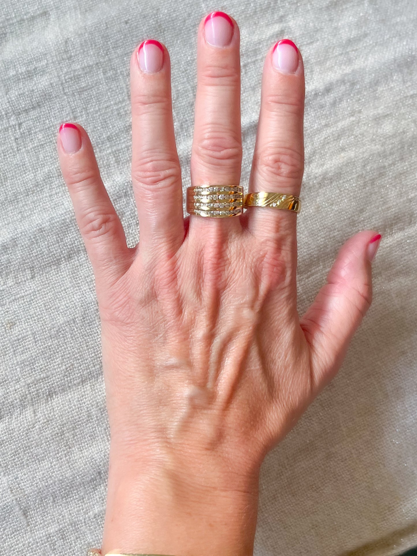 Vintage Natural Diamond 14k Yellow Gold Thick Ring