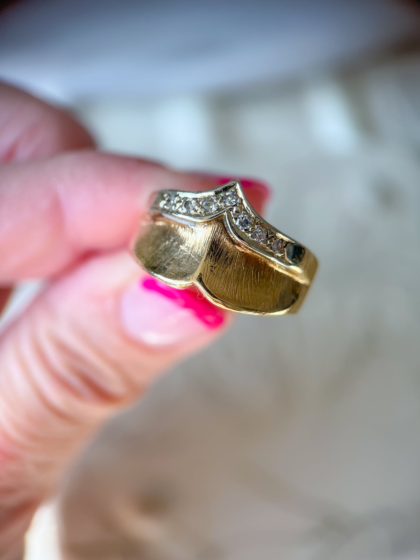 Vintage Natural Diamond 14k Yellow Gold Ring