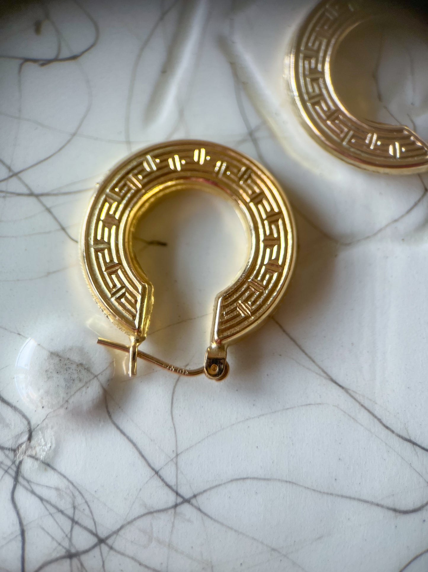 Greek Style Chunky 10k Yellow Gold Hoop Earrings