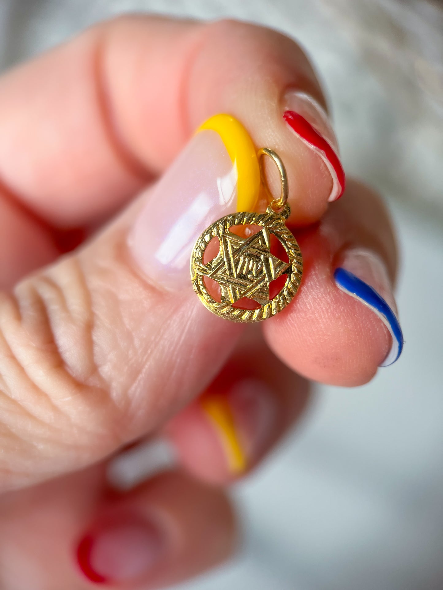 Vintage Mini 14k Yellow Gold Judaica Star of David Charms