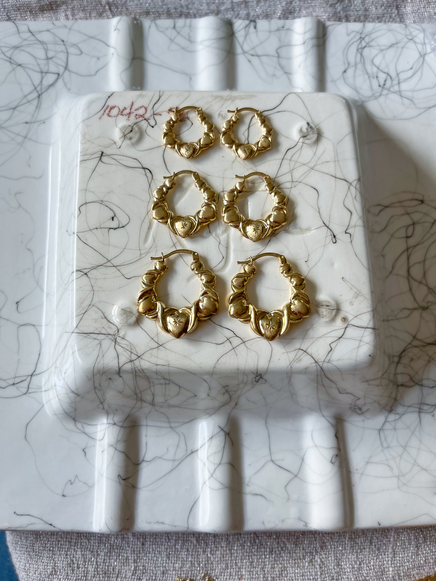 Various Heart 10k Yellow Gold Hoops - 3 Sizes