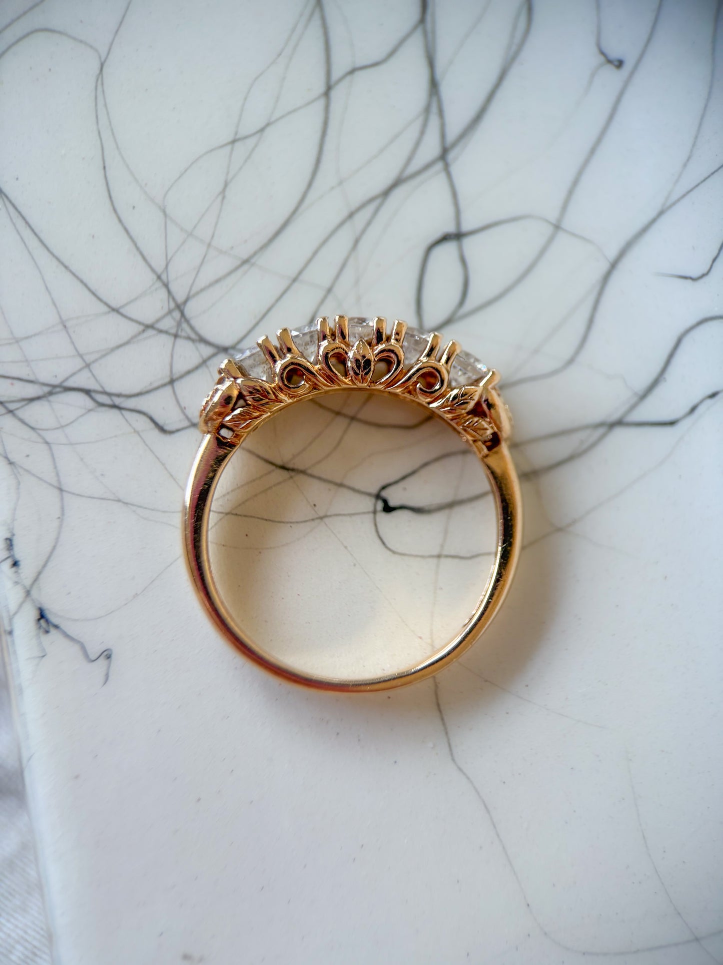 Vintage CZ Half Band 14k Yellow Gold Ring