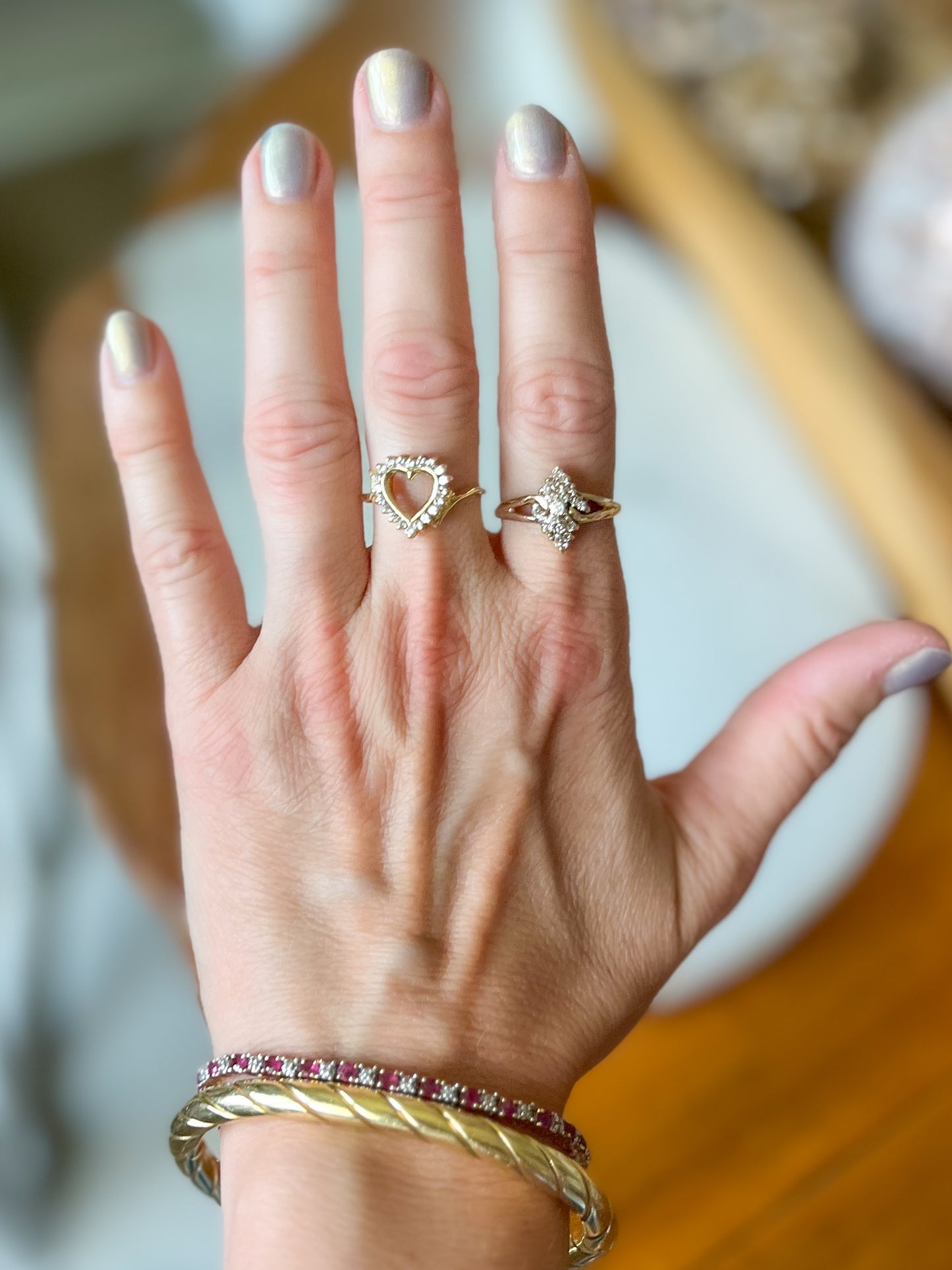 Vintage Natural Diamond 14k Yellow Gold Cluster Ring