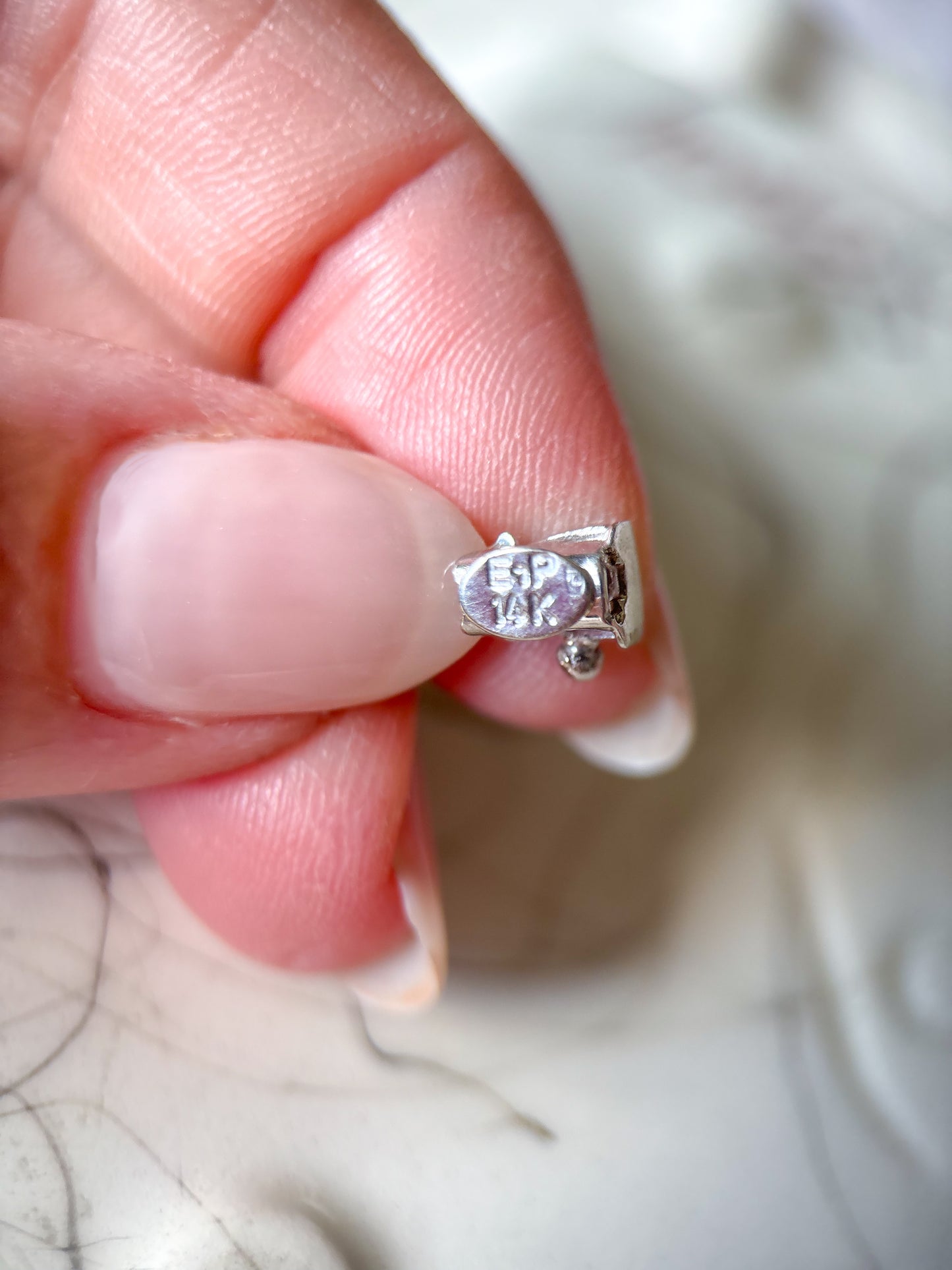 Vintage 14k White Gold 18 Inch Chain with CZ