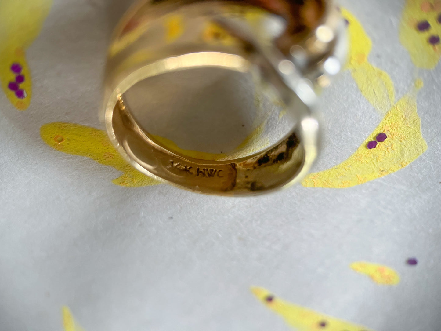Vintage Chunky Two Toned 14k Yellow and White Gold Ring