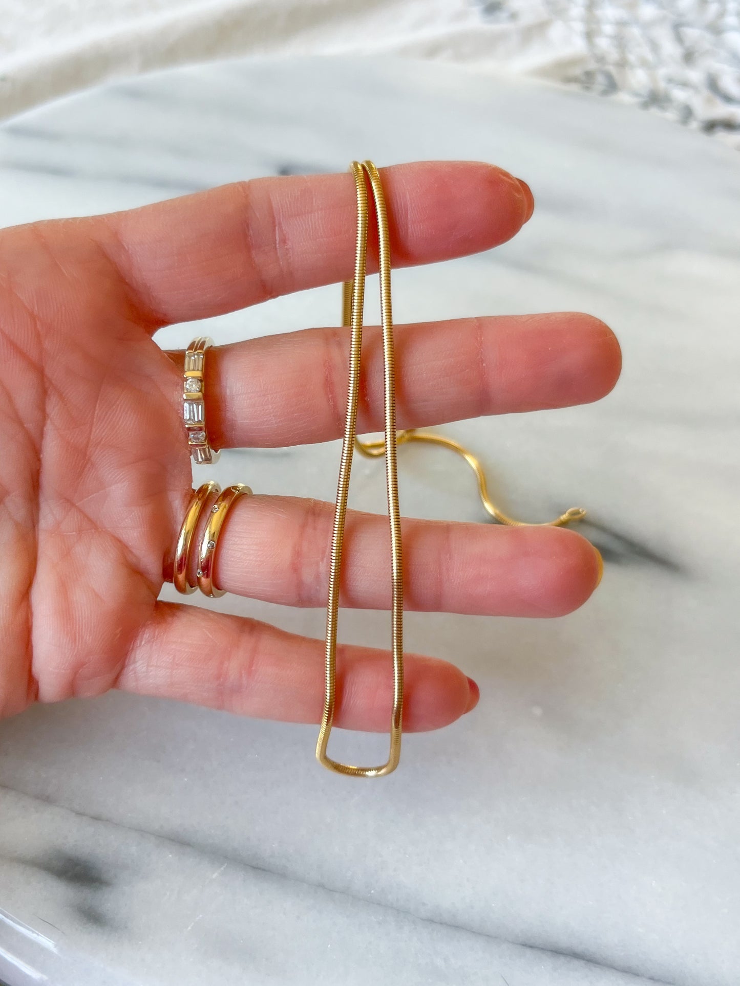 Vintage Snake Chain 14k Yellow Gold 18 Inch Necklace