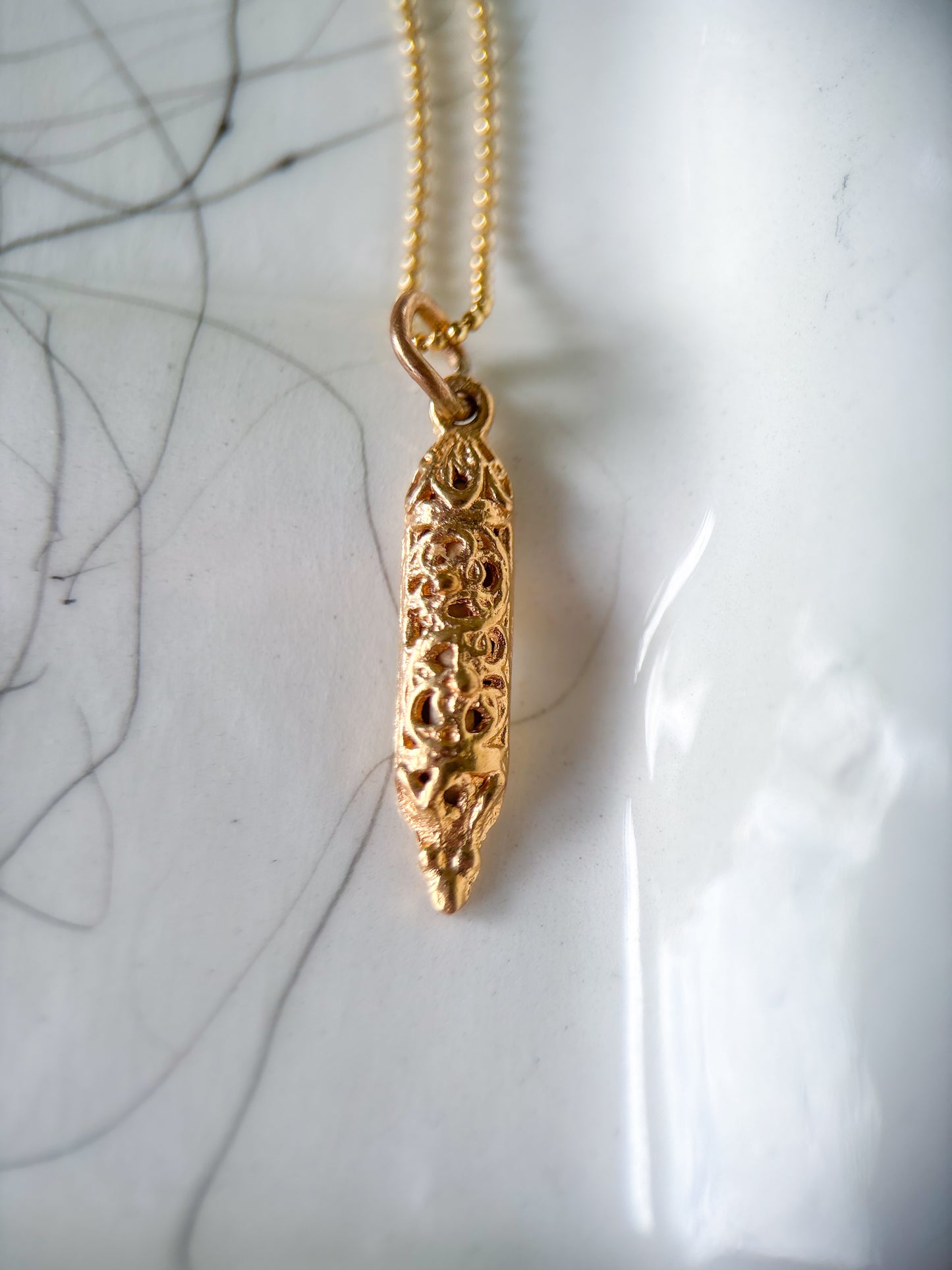 Vintage Mezuzah with Scroll 14k Yellow Gold Charm