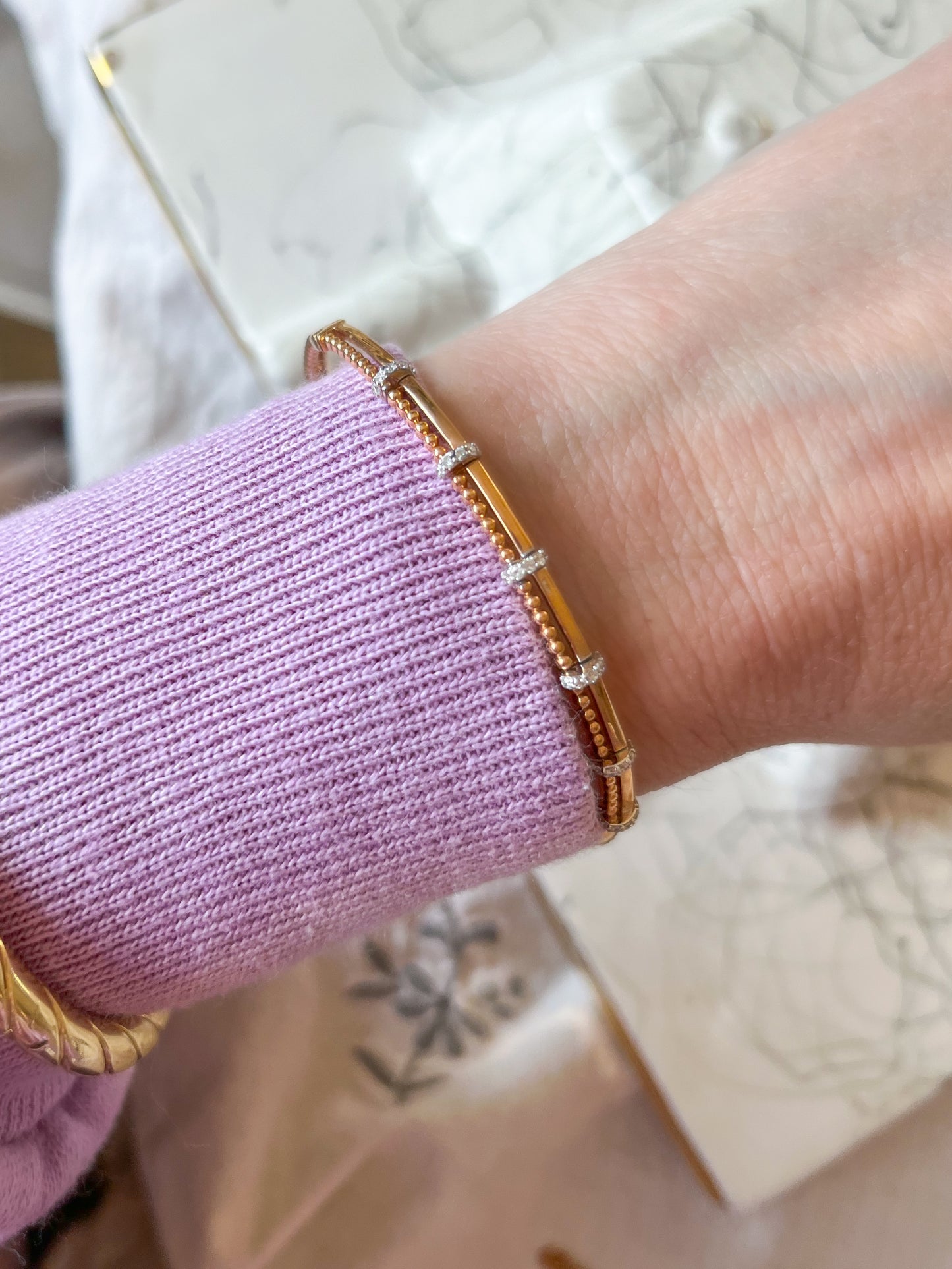 18k Rose Gold Natural Diamond Bangle