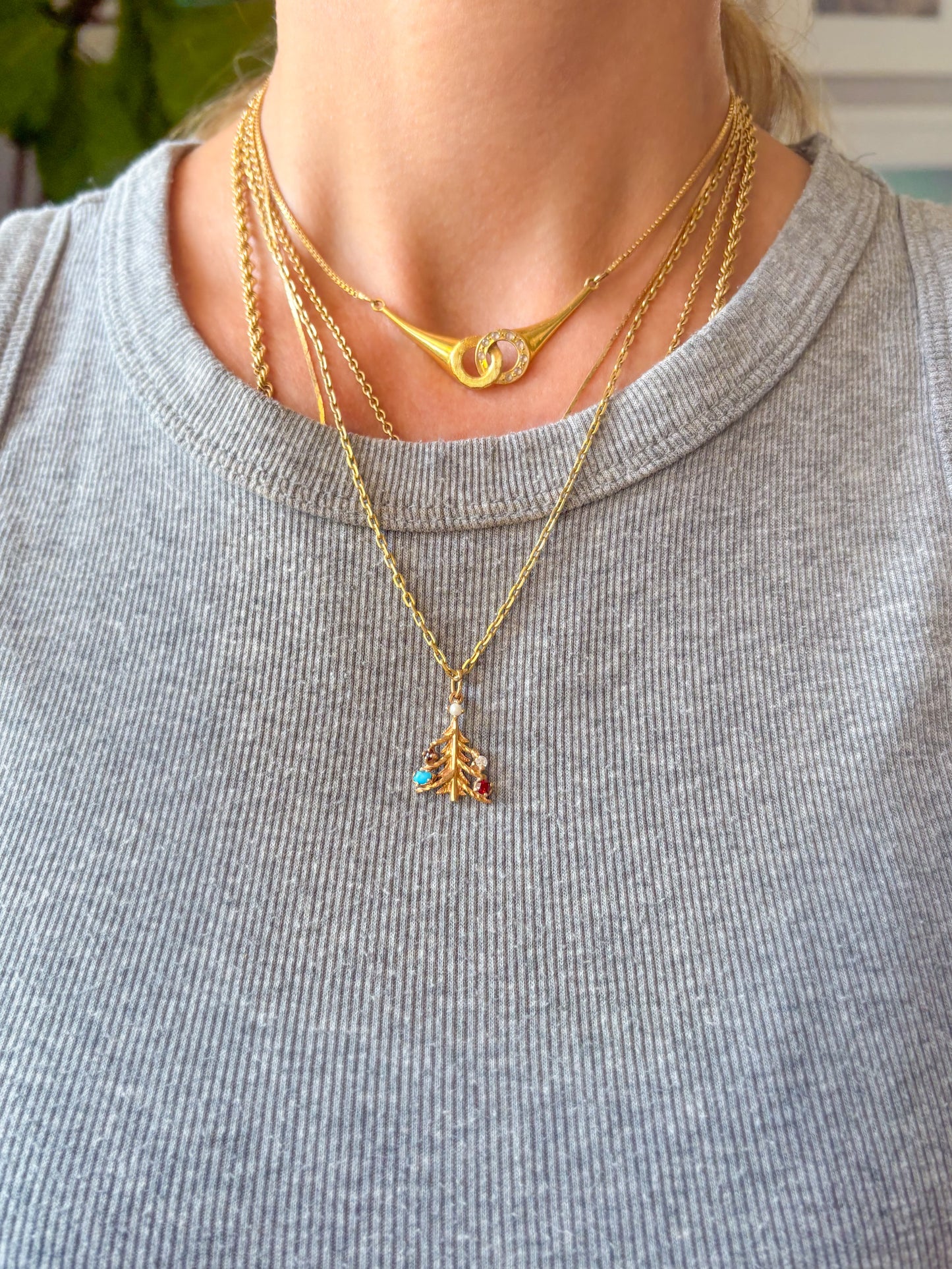 Vintage Christmas Tree 14k Yellow Gold Charm