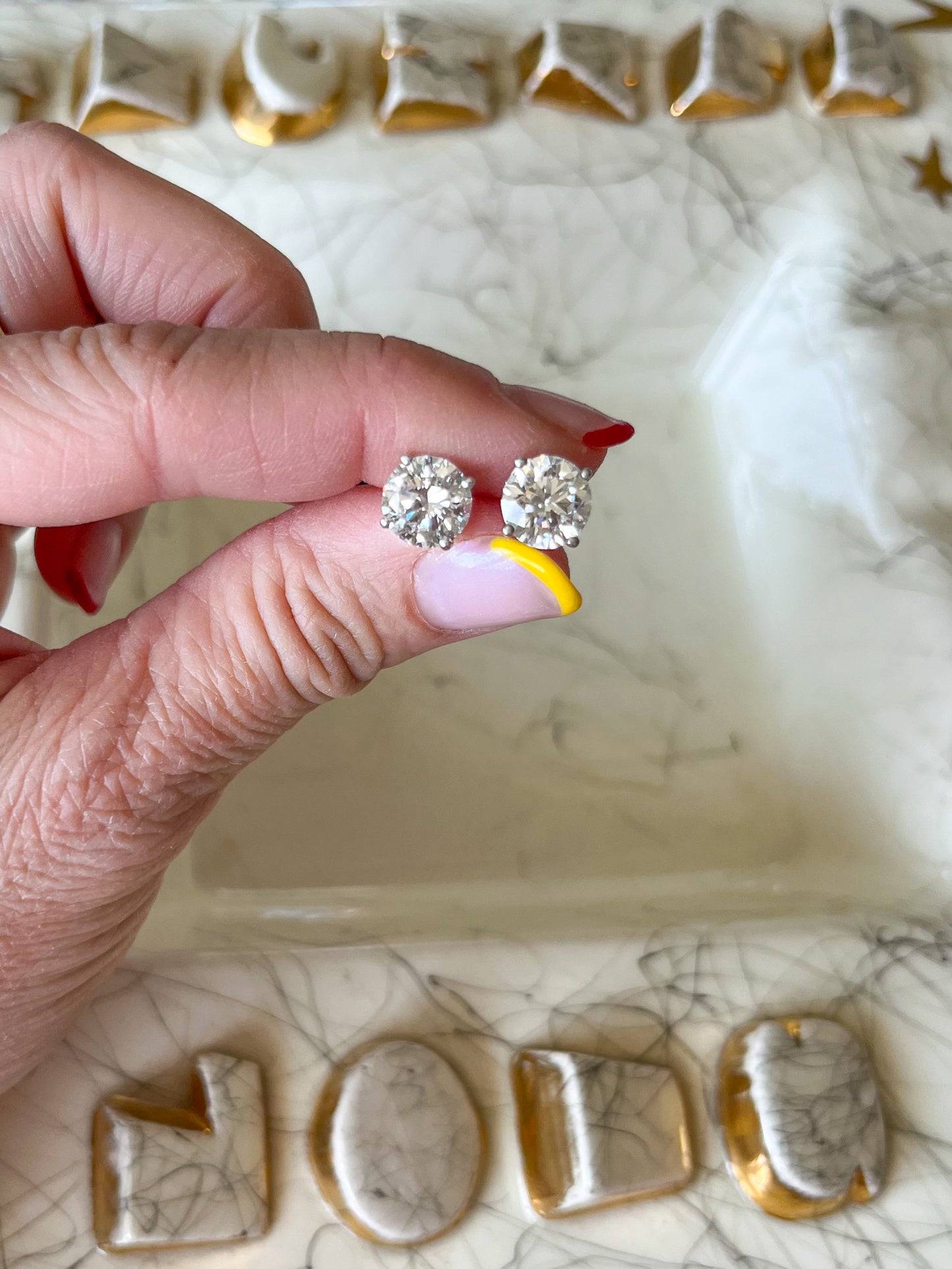 Lab Grown 4 Carat Total Weight Round Diamonds 14k White Gold Stud Earrings