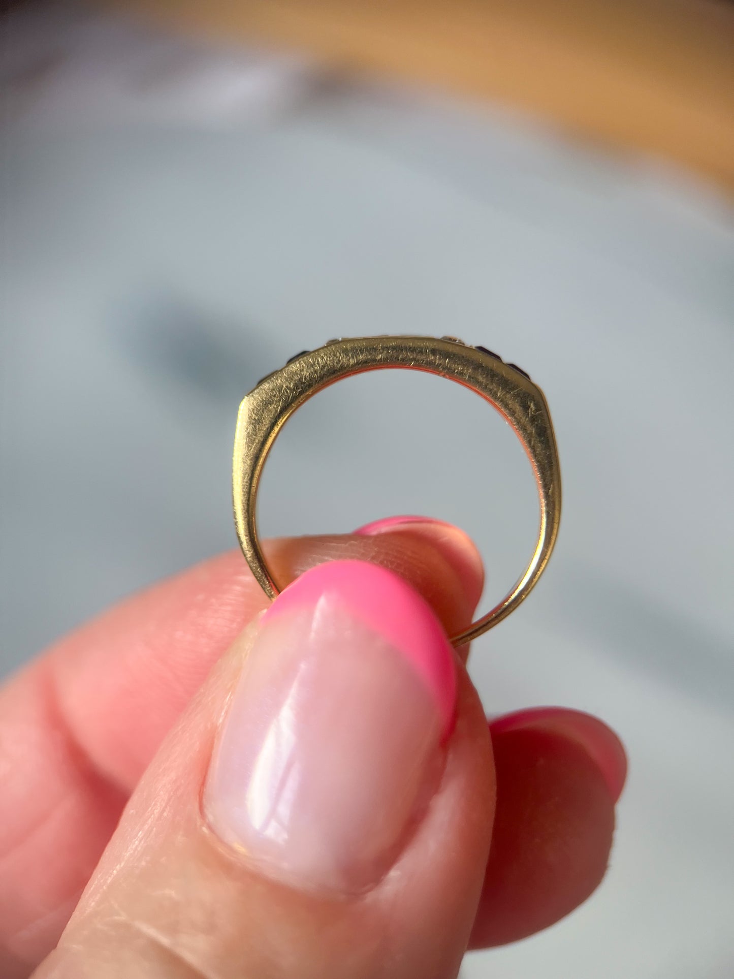Vintage Natural Diamond, Ruby, Emerald and Sapphire 14k Yellow Gold Ring