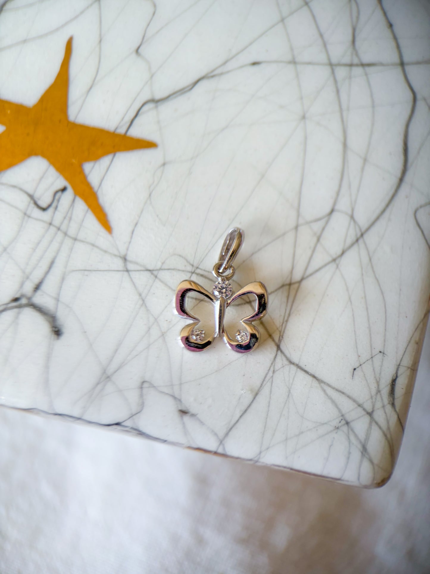 Sweet Butterfly 14k White Gold with CZ Charm