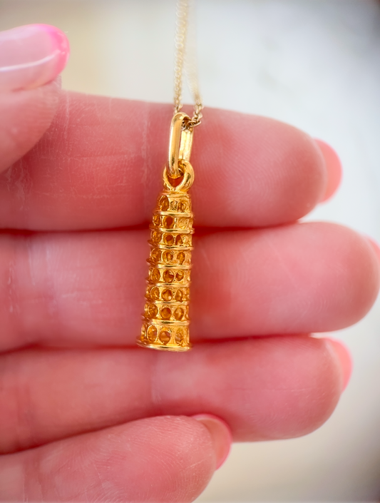 Vintage Leaning Tower of Pisa 18k Yellow Gold Charm