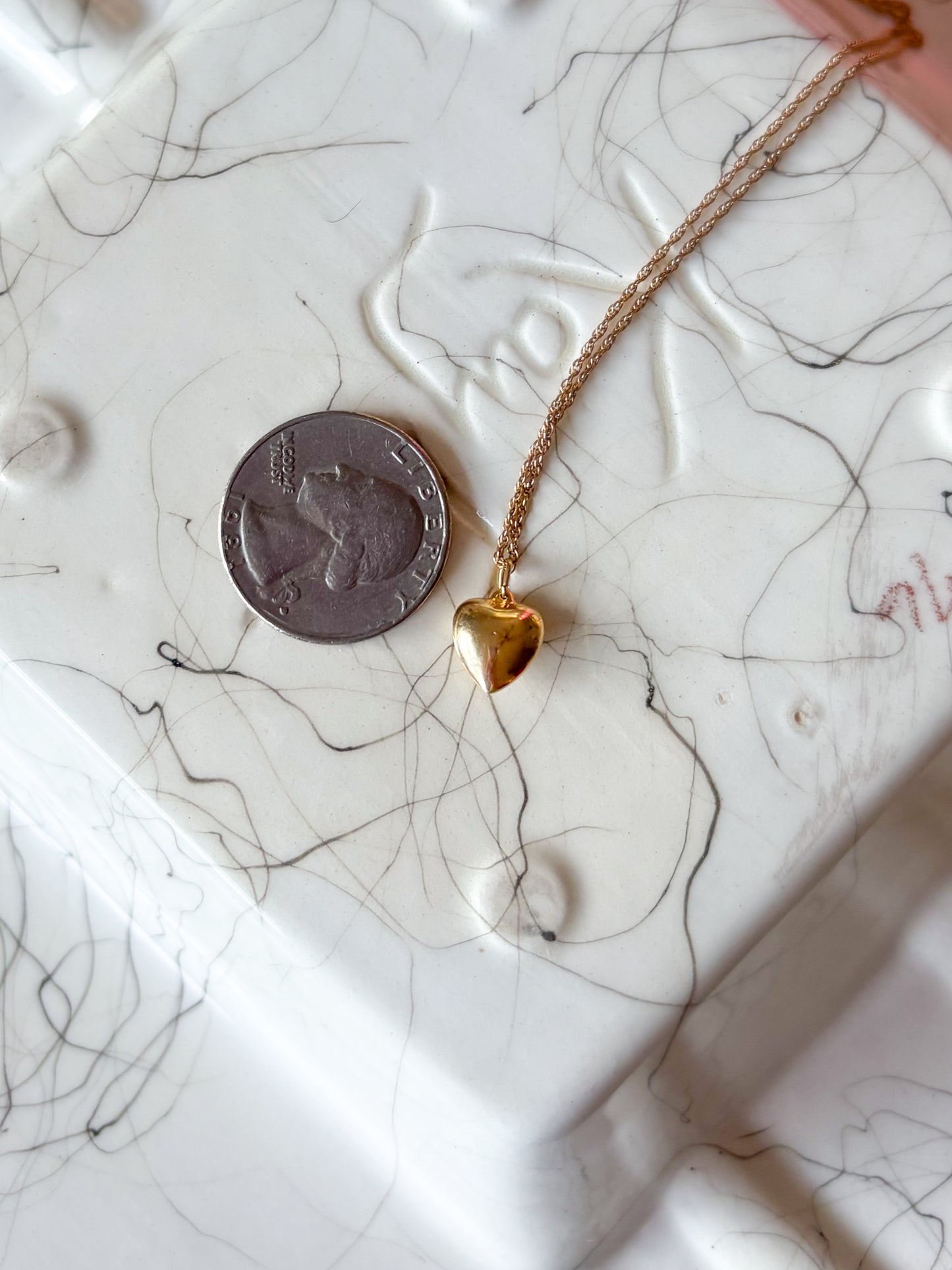 Vintage Mini Shiny Puffy Heart 14k Yellow Gold Charm