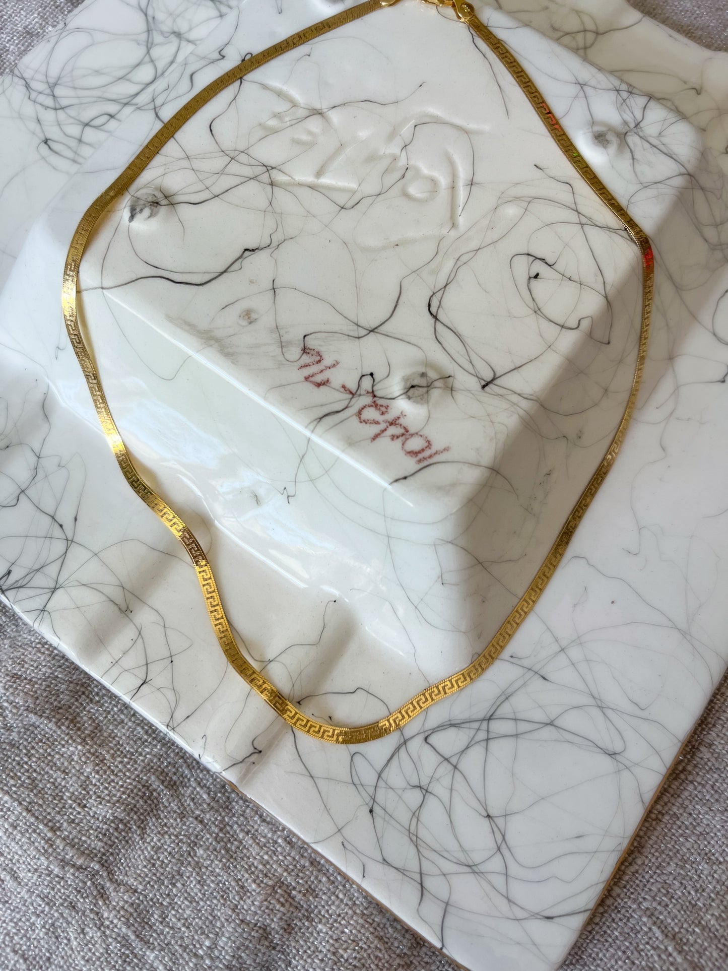 Herringbone Greek Style Chain 10k Yellow Gold 18 Inch Necklace
