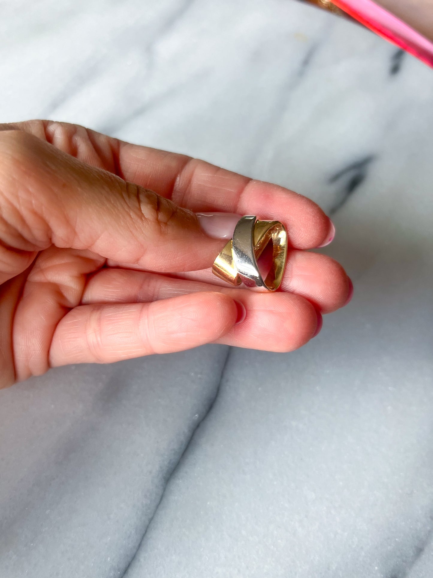 Vintage Two Toned Slider in 14k Yellow and White Gold