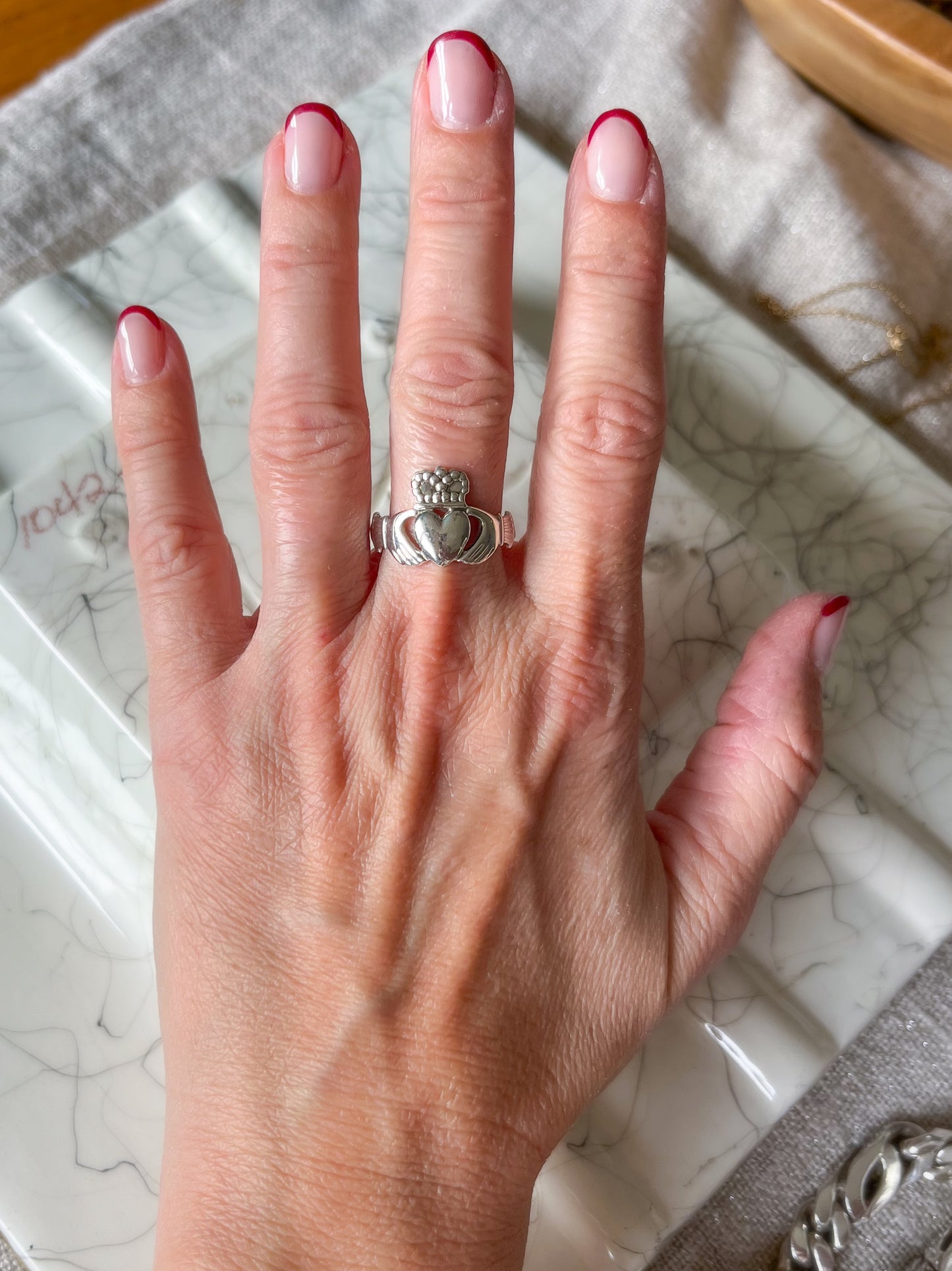 Vintage Sterling Silver Claddagh Irish Heart Ring, circa 1990s