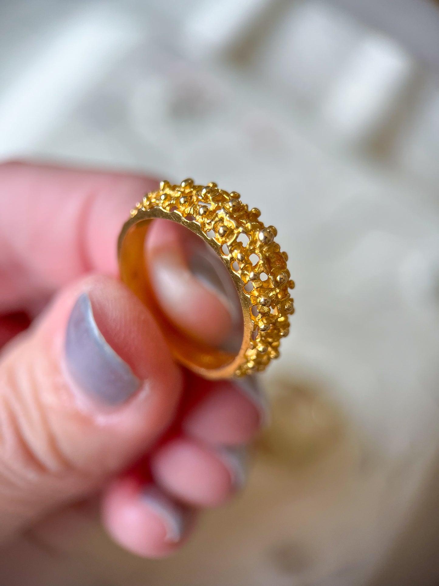 Vintage 14k Yellow Gold Nugget Ring