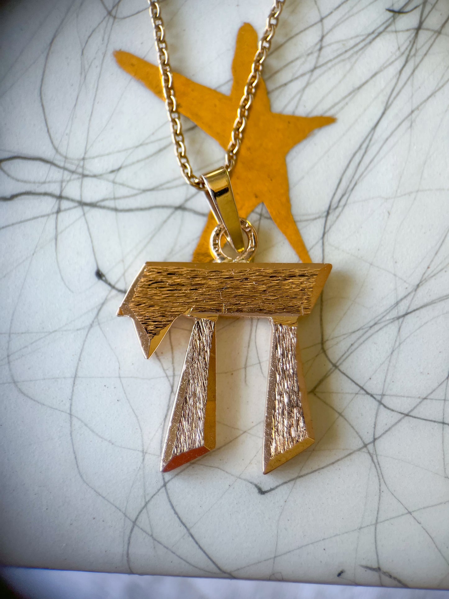 Vintage Etched Chai 14k Yellow Gold Charm