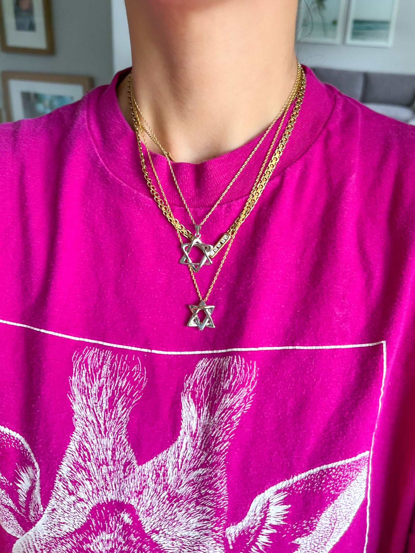 Vintage 14k White Gold Judaica Star of David Charm