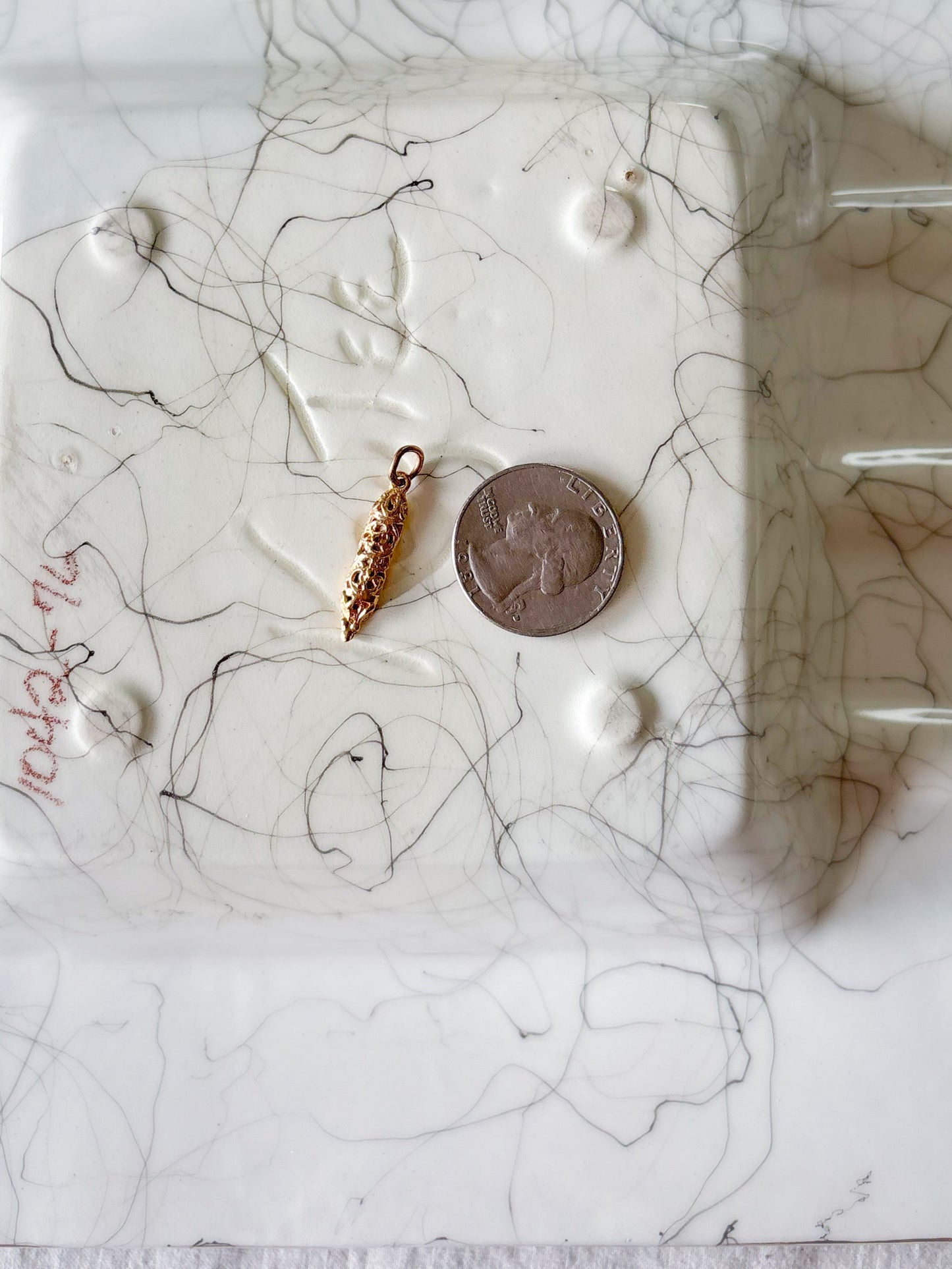 Vintage Mezuzah with Scroll 14k Yellow Gold Charm