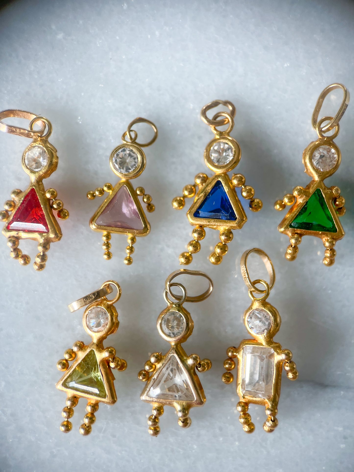 Vintage Light Purple Girl Birthstone 14k Yellow Gold Charm