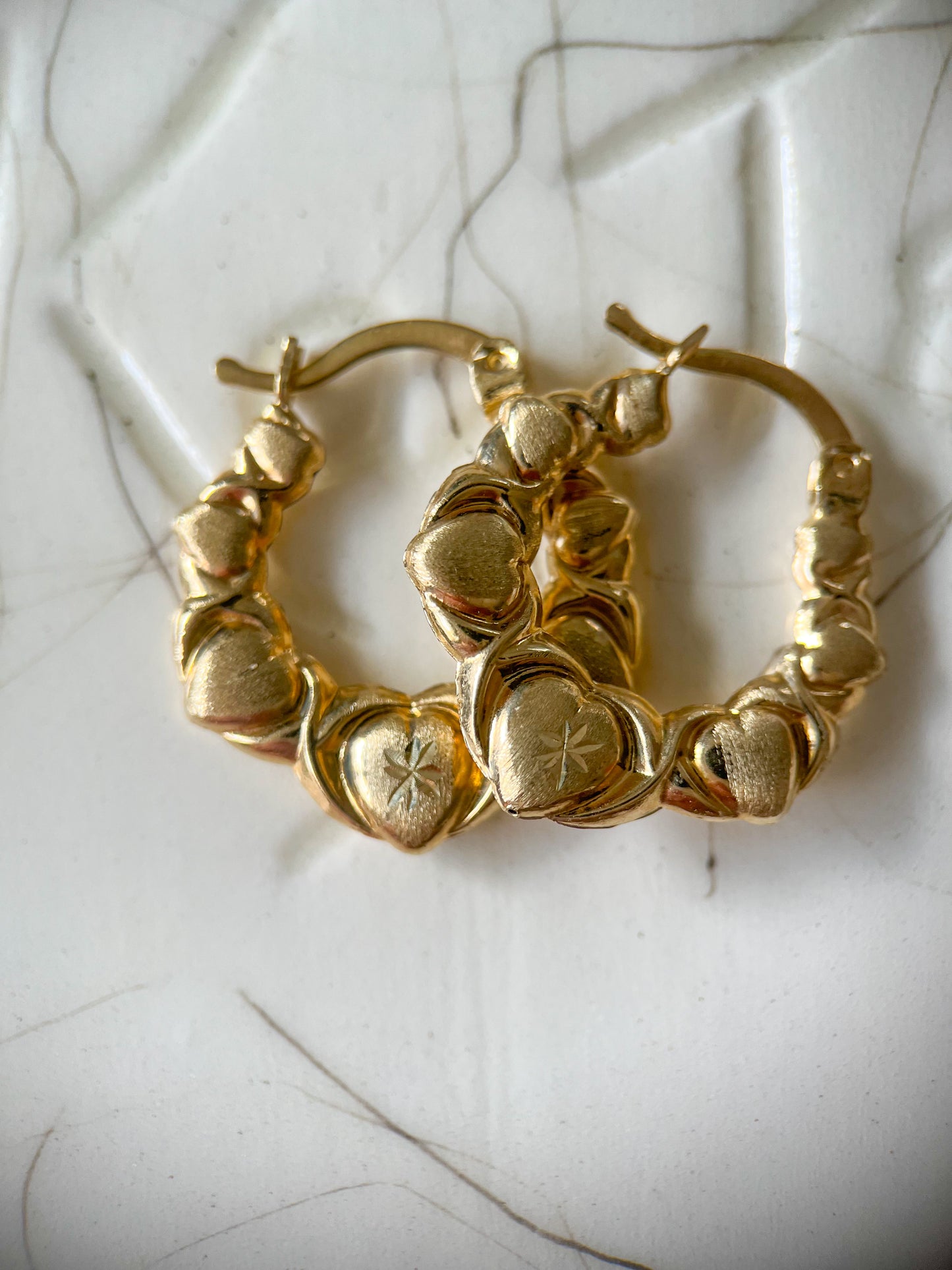 Various Heart 10k Yellow Gold Hoops - 3 Sizes