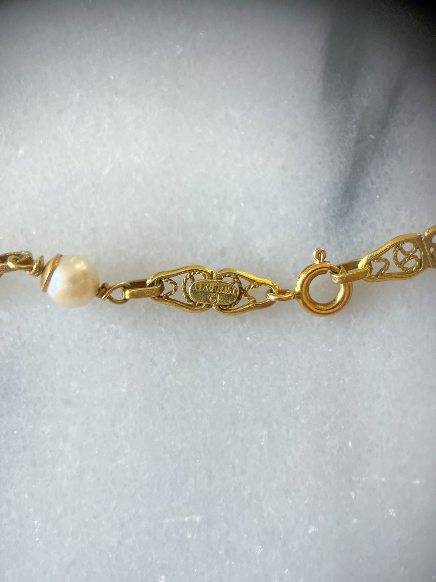 Vintage Pearl and Chain Necklaces in 14k and 18k Yellow Gold
