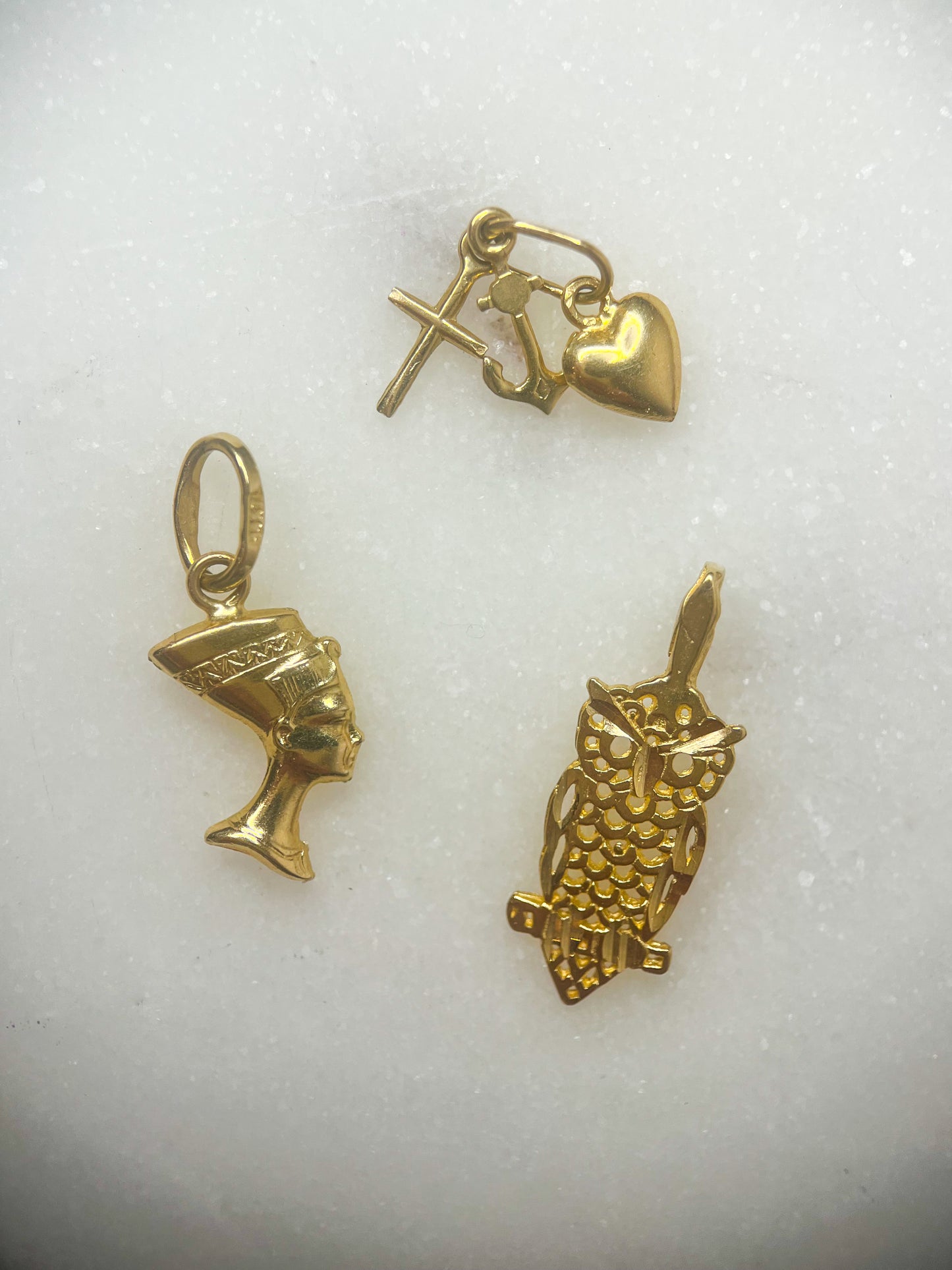 Vintage Small Owl 14k Yellow Gold Charm