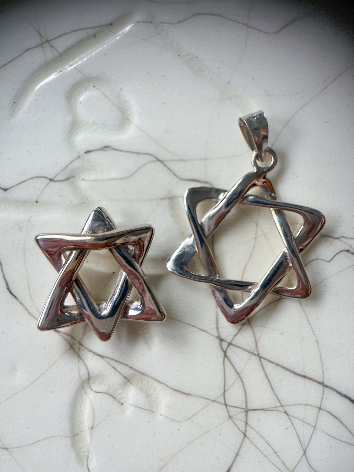 Vintage 14k White Gold Judaica Star of David Charm